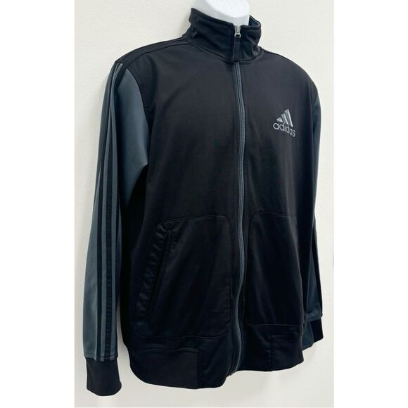 Adidas Full Zip Track Suit Jacket Black and Grey 3 Stripes Mens Size Medium - Picture 3 of 7